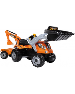 Детски трактор с педали Smoby - Builder Max, оранжев