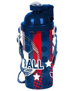 Детска бутилка за вода Paso Football - 500 ml, синьо-червена
