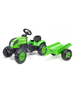 Детски трактор Falk - С ремарке и педали, зелен