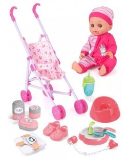 Детска кукла Sonne - с аксесоари и количка за кукли