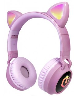 Детски слушалки PowerLocus - Buddy Ears, безжични, розови