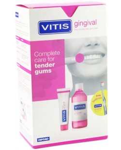 Dentaid Vitis Комплект Gingival - Вода за уста и Паста, 500 + 100 ml + Четка, асортимент