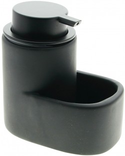 Диспенсър за течен сапун с поставка за гъба HIT - 13.5 cm, черен