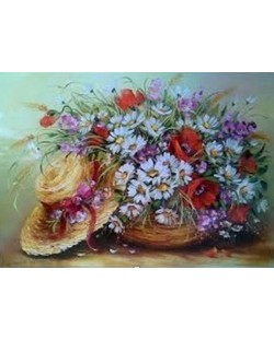 Диамантен гоблен PaintBoy - Натюрморт с шапка и цветя