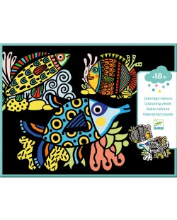Комплект за оцветяване Djeco - Кадифени картини Красиви рибки