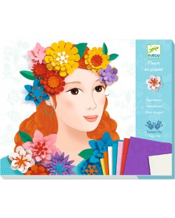 Творчески комплект Djeco - Направи картини с хартиени цветя Young girls flowers