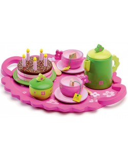Детски сервиз от дърво Djeco – Рожден ден с торта и чаено парти