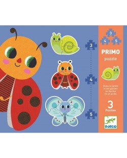 Комплект детски пъзели Djeco – В градината, 3, 4, 5 части