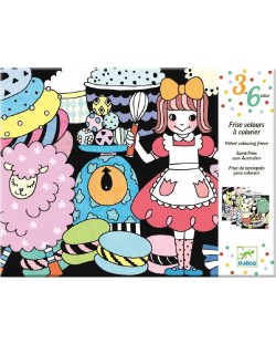 Комплект за оцветяване Djeco - Кадифени картини Парад на сладкишите
