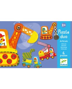 Комплект детски пъзели Djeco – Строителни машини, 6 броя