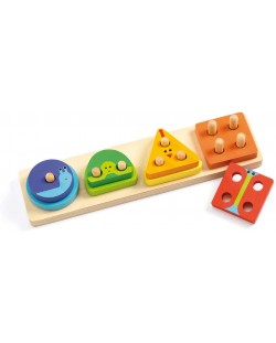 Дървена играчка за сортиране Djeco -  1, 2, 3, 4, Basic