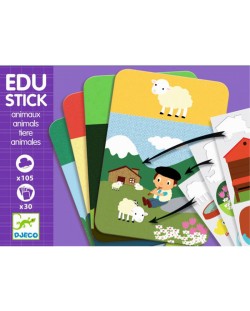 Образователна игра със стикери от Djeco – Edu Stick, Животни