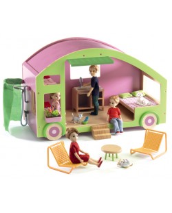Детска каравана за кукли Djeco – Куклена къщичка на колела