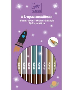 Цветни моливи Djeco – 8 цвята, металик