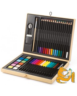 Комплект за рисуване Djeco - Color Box, 45 части