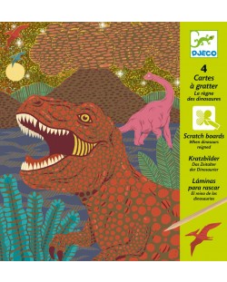 Детски комплект скреч карти Djeco – Когато динозаврите съществуваха