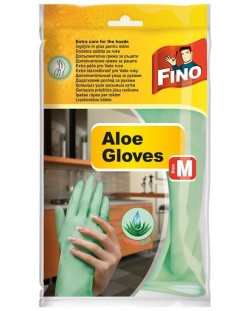 Домакински ръкавици Fino - Aloe, размер М, 1 чифт, зелени