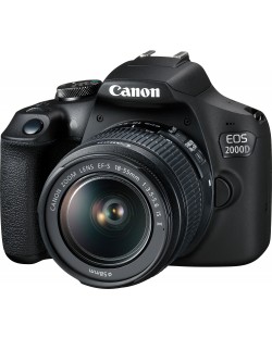 DSLR фотоапарат Canon - EOS 2000D, EF-S 18-55mm, SB130, черен
