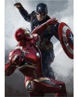 Метален постер Displate - Marvel: Civil War Divided We Fall - Duel