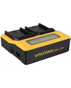 Двойно зарядно устройство Patona - за батерия Canon LPE6/LP-E6, LCD, жълто