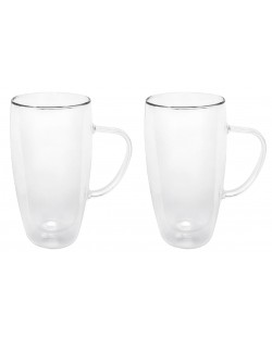 Двустенни стъклени чаши с дръжка Bredemeijer - 2 броя, 400 ml