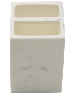 Двойна поставка за четки за зъби Inter Ceramic - Лейн, бял мрамор