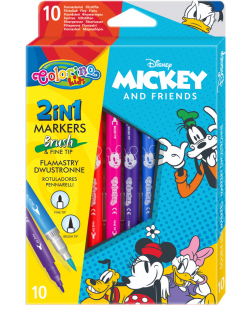 Двувърхи маркери Colorino Disney - Mickey and Friends, 10 цвята