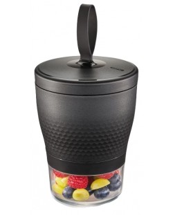 Двойна кутия за закуски Gefu - Foodie, 570 ml и 185 ml, 11.5 х 23 cm, черна