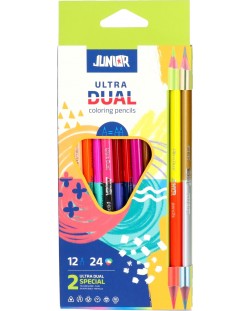 Двувърхи цветни моливи Junior - Ultra Dual, 12 броя