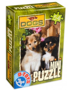 Мини пъзел D-Toys от 54 части - Две кученца