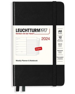 Джобен тефтер Leuchtturm1917 Weekly Planner and Notebook - A6, черен, 2024