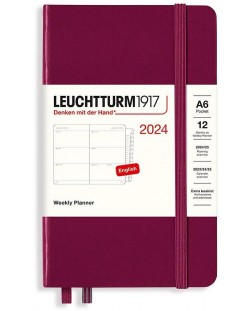 Джобен тефтер Leuchtturm1917 Weekly Planner - A6, червен, 2024