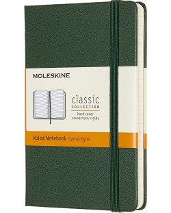 Джобен тефтер с твърди корици Moleskine Classic Ruled - Зелен, линирани листове