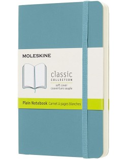 Джобен тефтер с меки корици Moleskine Classic Plain - Светлосин, бели листове