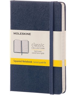 Джобен тефтер с твърди корици Moleskine Classic Squared - Син, листове на квадратчета