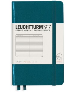 Джобен тефтер Leuchtturm1917 - A6, линиран, Pacific Green