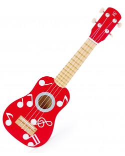 Детски музикален инструмент Hape - Укулеле, от дърво, червена
