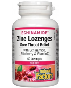Echinamide Zinc Lozenges, череша, 60 таблетки за смучене, Natural Factors