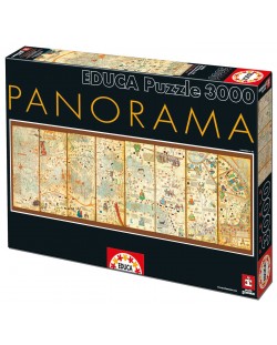 Панорамен пъзел Educa от 3000 части - Средновековна карта, Ейбрахам Крескес