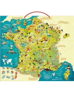 Магнитна пъзел-карта на Франция Vilac (френска)