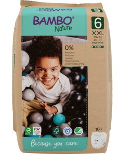 Еко пелени тип гащи Bambo Nature - Размер 6, XXL, 18+ kg, 18 броя