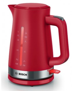 Електрическа кана за вода Bosch - MyMoment, Interior light, 2400W, 1.7 l, червена