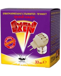 Електрически уред против комари Exen - Течен пълнител, 33 ml, 45 нощи