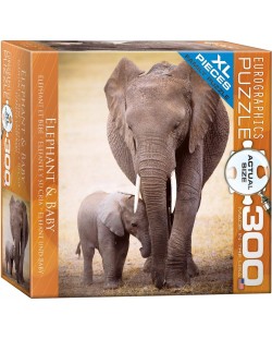 Пъзел Eurographics от 300 XL части - Слон с малкото му