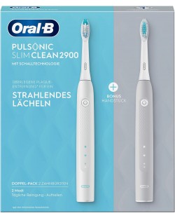 Комплект електрически четки за зъби Oral-B - Pulsonic Slim Clean 2900, сива/бяла