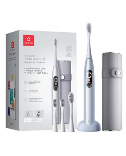 Електрическа четка за зъби Oclean - X Pro digital Set, 3 накрайници, сребриста