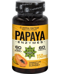 Papaya enzymes, 150 mg, 60 таблетки, Cvetita Herbal
