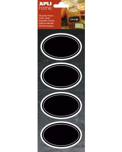Етикети с черна дъска Apli - Овал, 8 броя