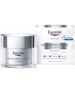 Eucerin Hyaluron-Filler Дневен крем за суха кожа, SPF15, 50 ml