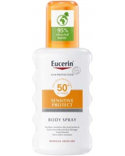 Eucerin Sun Слънцезащитен спрей за тяло Sensitive Protect, SPF50+, 200 ml